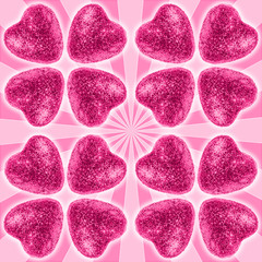 Obraz na płótnie Canvas Many pink glitter hearts valentines day background