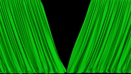 UHD 3D animation of the green stage curtain with alpha matte