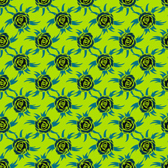 Abstract seamless vector pattern for girls, boys, clothes. Creative background with roses figures. Funny wallpaper for textile and fabric. Fashion style. Colorful bright