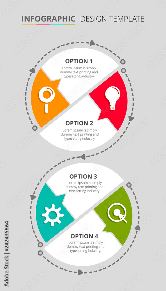 Poster process infographic template design with 4 steps - vector illustration
