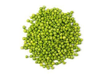 Fresh green peas isolated on a white background