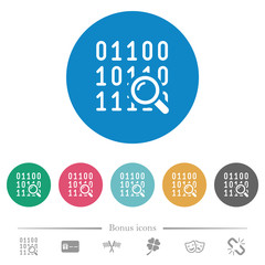 Code analysis flat round icons
