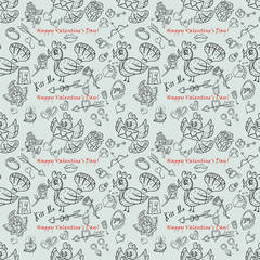 contour seamless pattern illustration_5_in the style of childrens scribbles on the theme of Valentines day, for design and background can be replaced