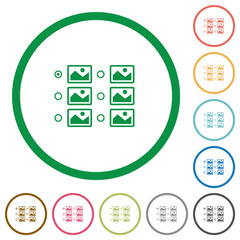 Single image selection with radio buttons flat icons with outlines