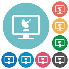 Remote desktop flat round icons