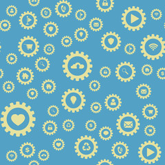 Gears and web icons. Seamless vector EPS 10 pattern
