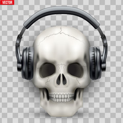 Human Skull with headphones