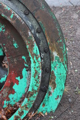 hard mechanic metall with green paint  