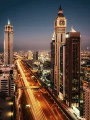 Tuinposter Beautiful rooftop view of Sheikh Zayed Road and skyscrapers in Dubai, United Arab Emirates © Evgeni