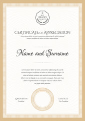 Certificate template. Diploma of modern design or gift certificate.