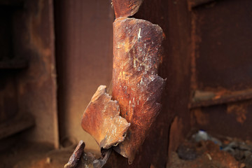 Rusted pieces of torn metal.