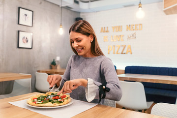 Girl in a restaurant.