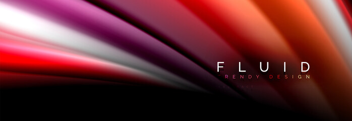 Naklejka premium Abstract liquid colorful banner. Trendy wavy dynamic design. Fluid color shapes.