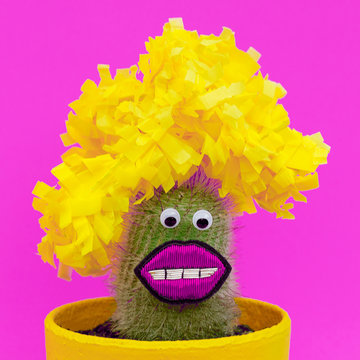 Funny Cactus character. Hawaiian mood. Minimal