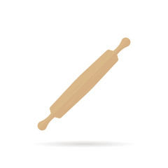 wooden rolling pin icon with shadow