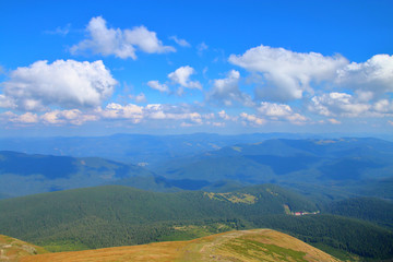 Scenic view along the road to the top of the Carpathian Mountains.