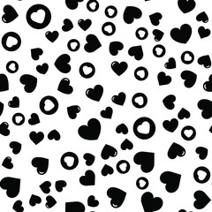 Hearts for Valentine's Day. Romantic feeling and love. Seamless vector EPS 10. Abstract geometric pattern. Multicolor Figures. Texture for print and Banner. Flat style