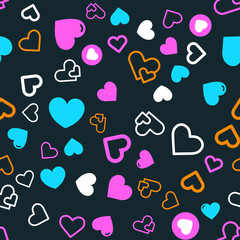 Hearts for Valentine's Day. Romantic feeling and love. Seamless vector EPS 10. Abstract geometric pattern. Multicolor Figures. Texture for print and Banner. Flat style