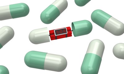 bomb with timer inside pill