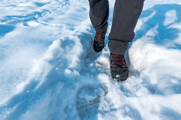 Man walking in snow
