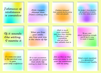 Fototapeta premium Set of 20 vector Motivation Inspiration Quotes about love. Ready to post in social media, brochure, magazine. 