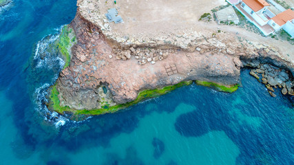 roks and sea showed from drone blue sea air photo 