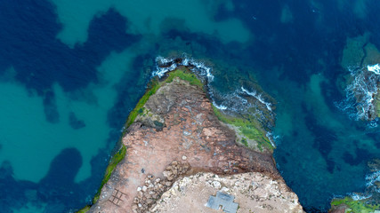 roks and sea showed from drone blue sea air photo 