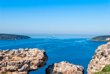 Istanbul, Turkey, 17 April 2006: Bosphorus, Anadolu Kavagi, Yoros Castle and Black Sea