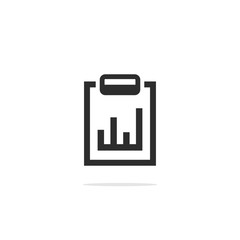 Monochrome vector illustration of a analytics document icon.