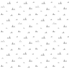 Triangles seamless pattern. Abstract geometric repeat with little and tiny triangular shaped trees or homes.