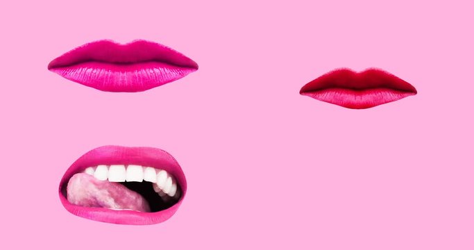 Minimal motion design art. Gif set Sweet Lips