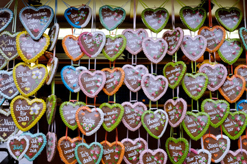 dozens of labeled gingerbread hearts