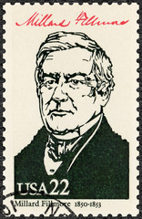USA - 1986: shows Portrait of Millard Fillmore (1800-1874), 13th president of the United States, series Presidents of USA