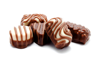 Assortment of chocolate candies sweets isolated