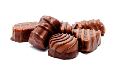 Assortment of chocolate candies sweets isolated