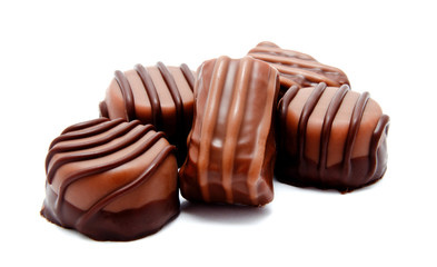 Assortment of chocolate candies sweets isolated