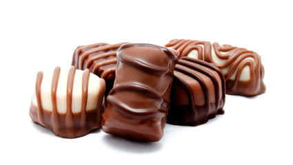 Assortment of chocolate candies sweets isolated