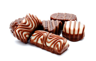 Assortment of chocolate candies sweets isolated
