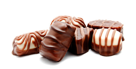Assortment of chocolate candies sweets isolated