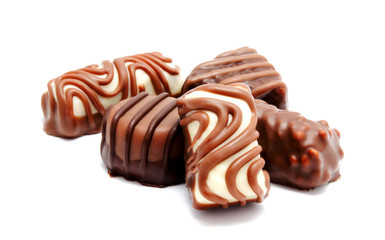 Assortment of chocolate candies sweets isolated