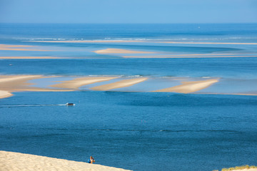 View from the Dune of Pilat, the tallest sand dune in Europe. La Teste-de-Buch, Arcachon Bay,...