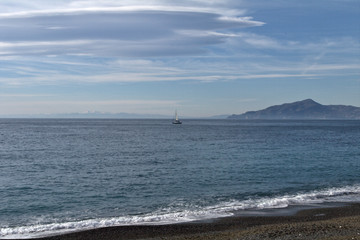 sailing boat in the sea,horizon,liguria,italy,horizon,sail,panorama,holiday,coast,nature,sky,cloud,water