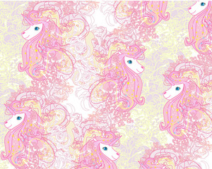 Seamless pattern with cute unicorns