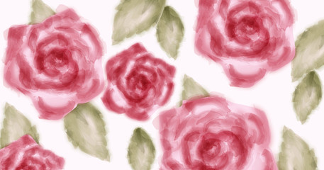 Watercolor pink roses with golden glitter Vector background. Invitation card, wedding ceremony, delicate postcard, Women day greeting card. Beautiful colors