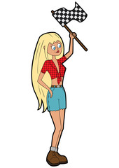 Racing flag girl