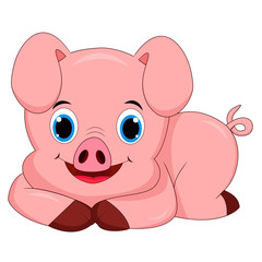 Cute pig cartoon isolated on white background
