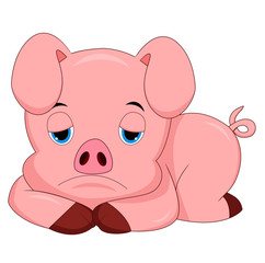Sad pig cartoon