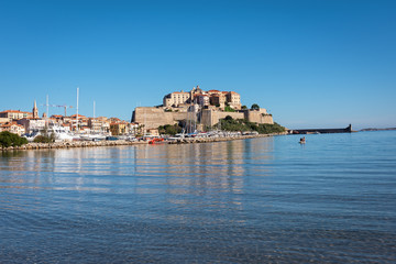 Nice view of Calvi town in a sunny day, Corsica, France