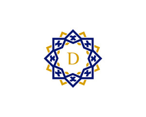 D initial letter logo with luxury ornament