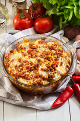 Mexican potato casserole with minced meat